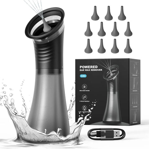Electric Ear Wax Removal System Water Powered Ear Cleaning Tool with Irrigation Flusher 3 Pressure Settings Safe & Effective